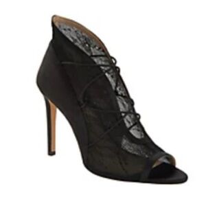 G.I.L.I. Black Lace and Satin Open Toe Sandals